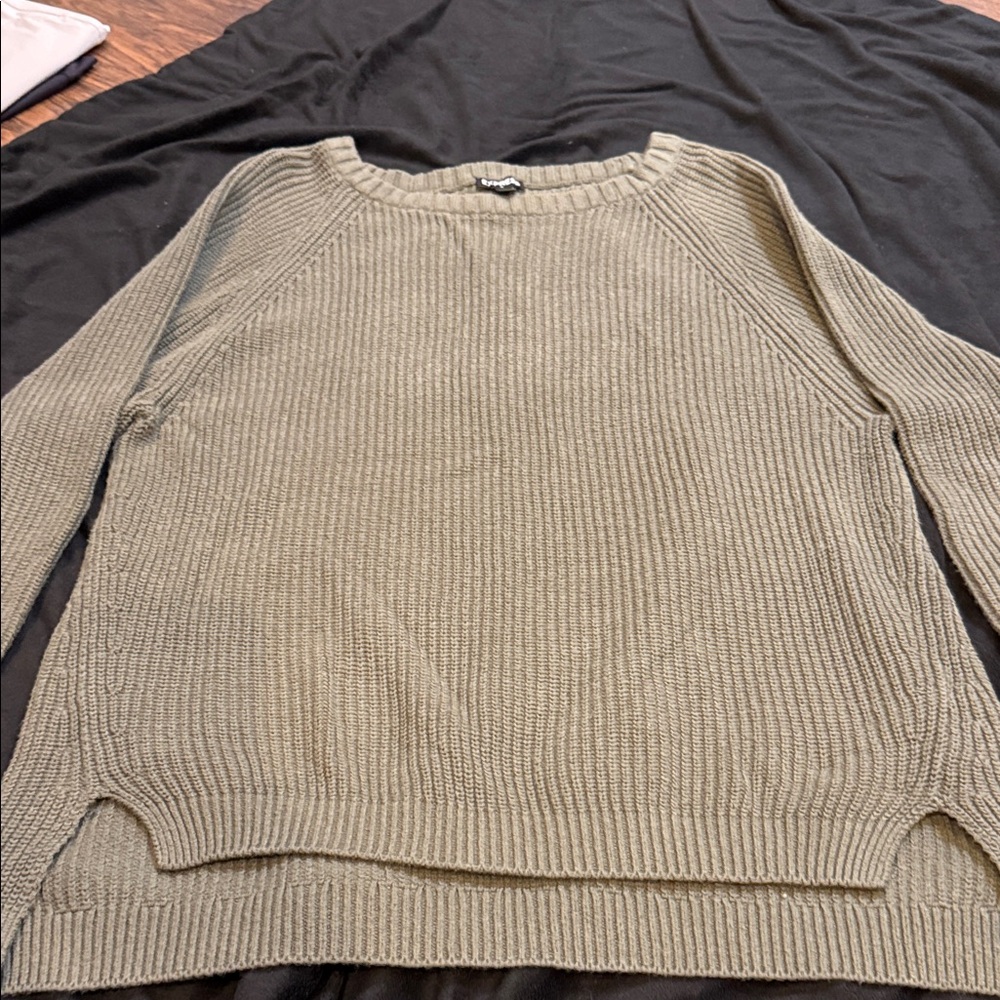 Express Olive Green Crew Neck Sweater